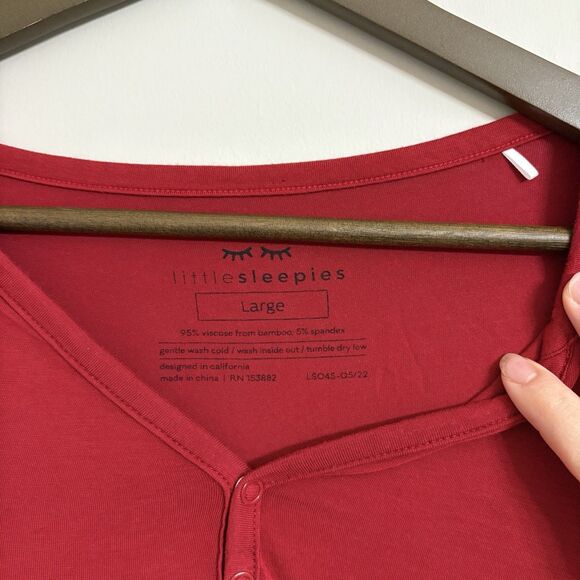 Little Sleepies Womens Soft Pajama Long Sleeve Top Red Size Large Bamboo - Picture 4 of 5